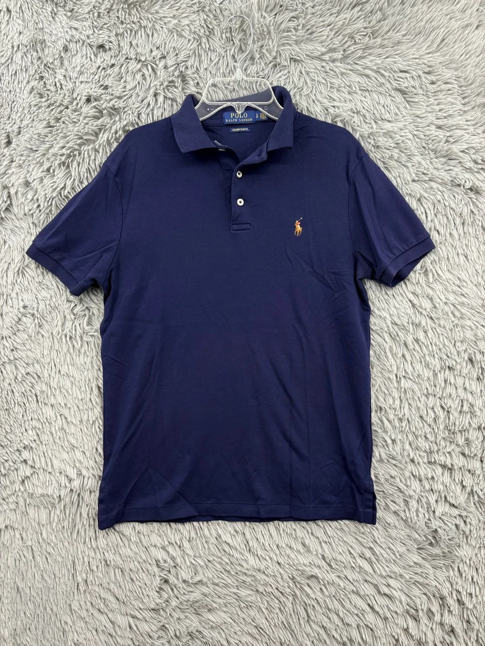 Polo Ralph Lauren Polo Shirt Mens Small Blue Custom Slim Fit Cotton Pony Logo